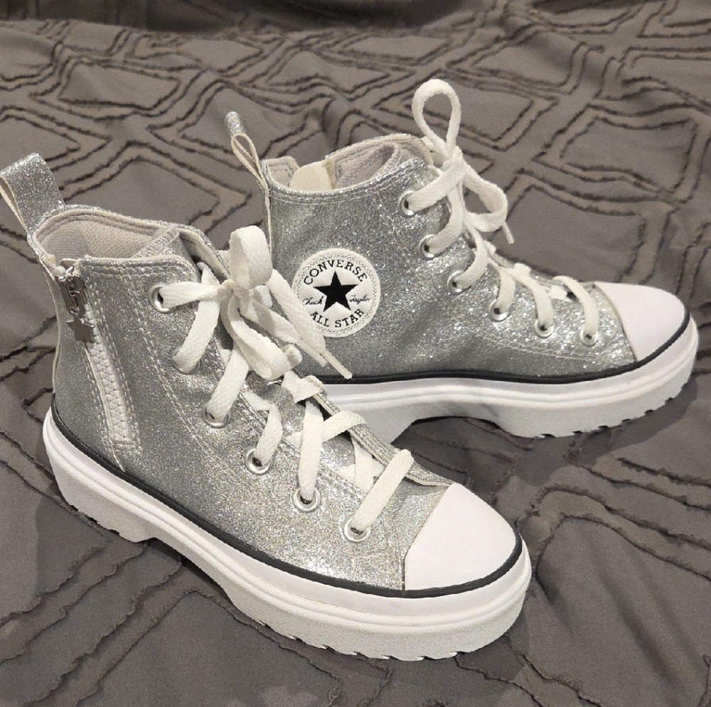 Converse Kids Silver Glitter High-Top Sneakers